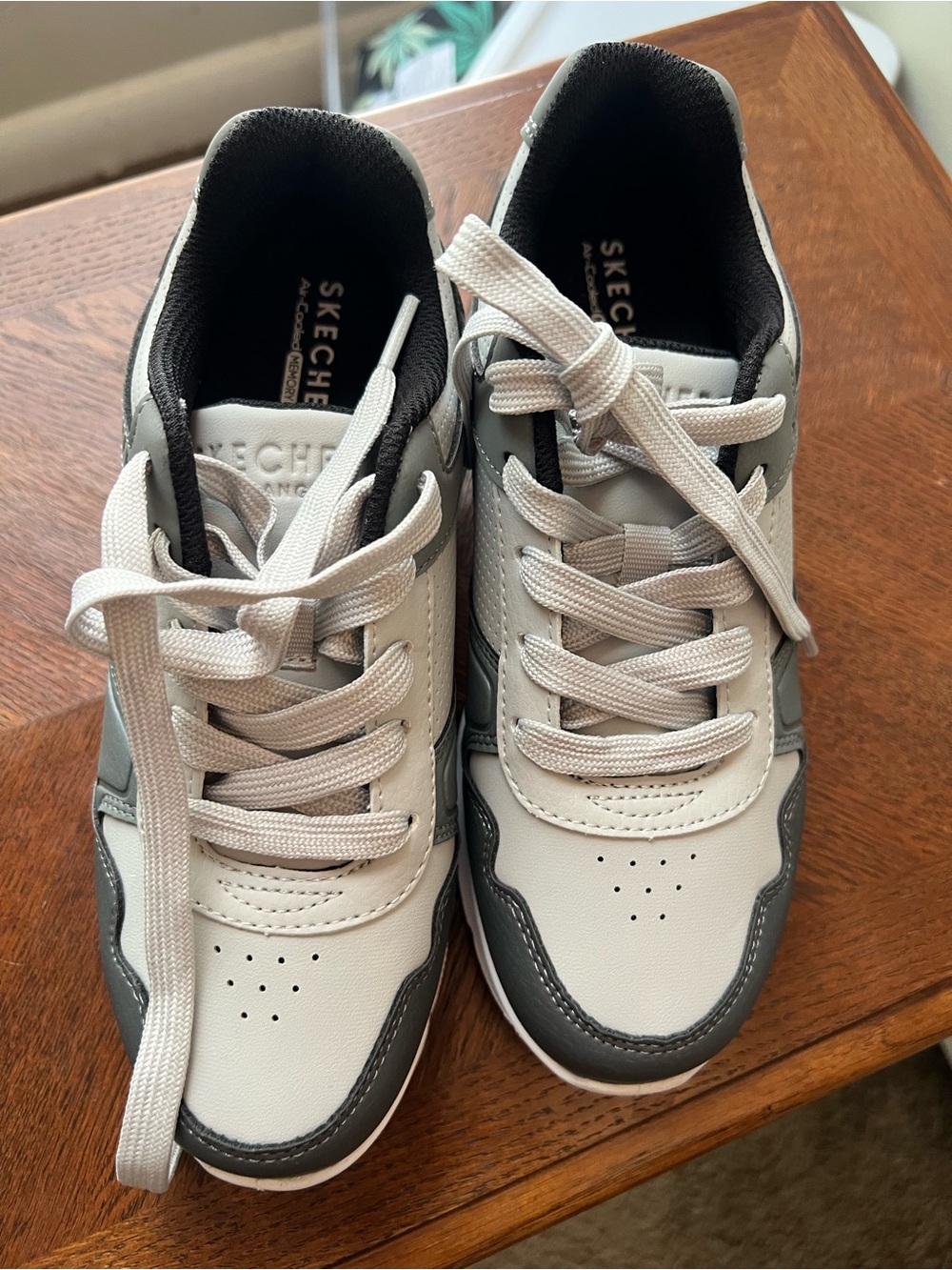 Skechers Light Gray and Black Women's Lace-Up Sneakers